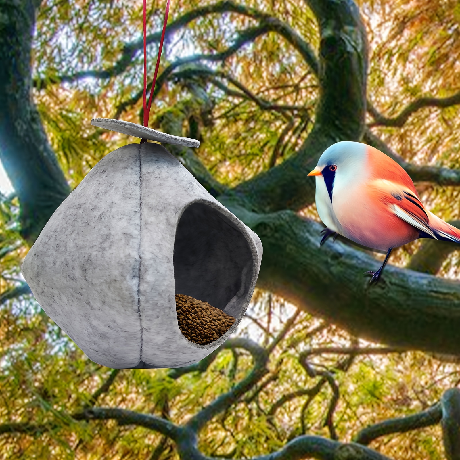 Hanging Felted Bird Feeder Outdoor Balcony Bird Feeder Wind Proof