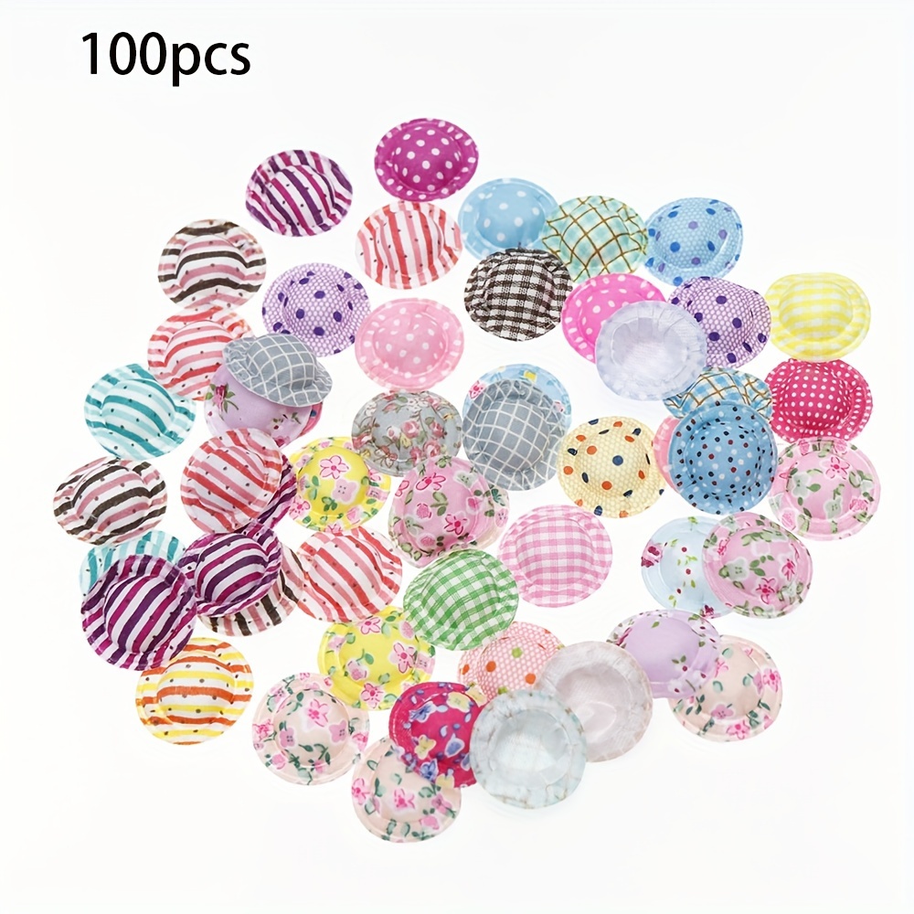 E-shop 100 Stück Multi-Style Gemischte Farbe Flache Runde Hüte, Schmuckherstellung Zusätze Schmuckzusätze und Schmuckherstellungszubehör