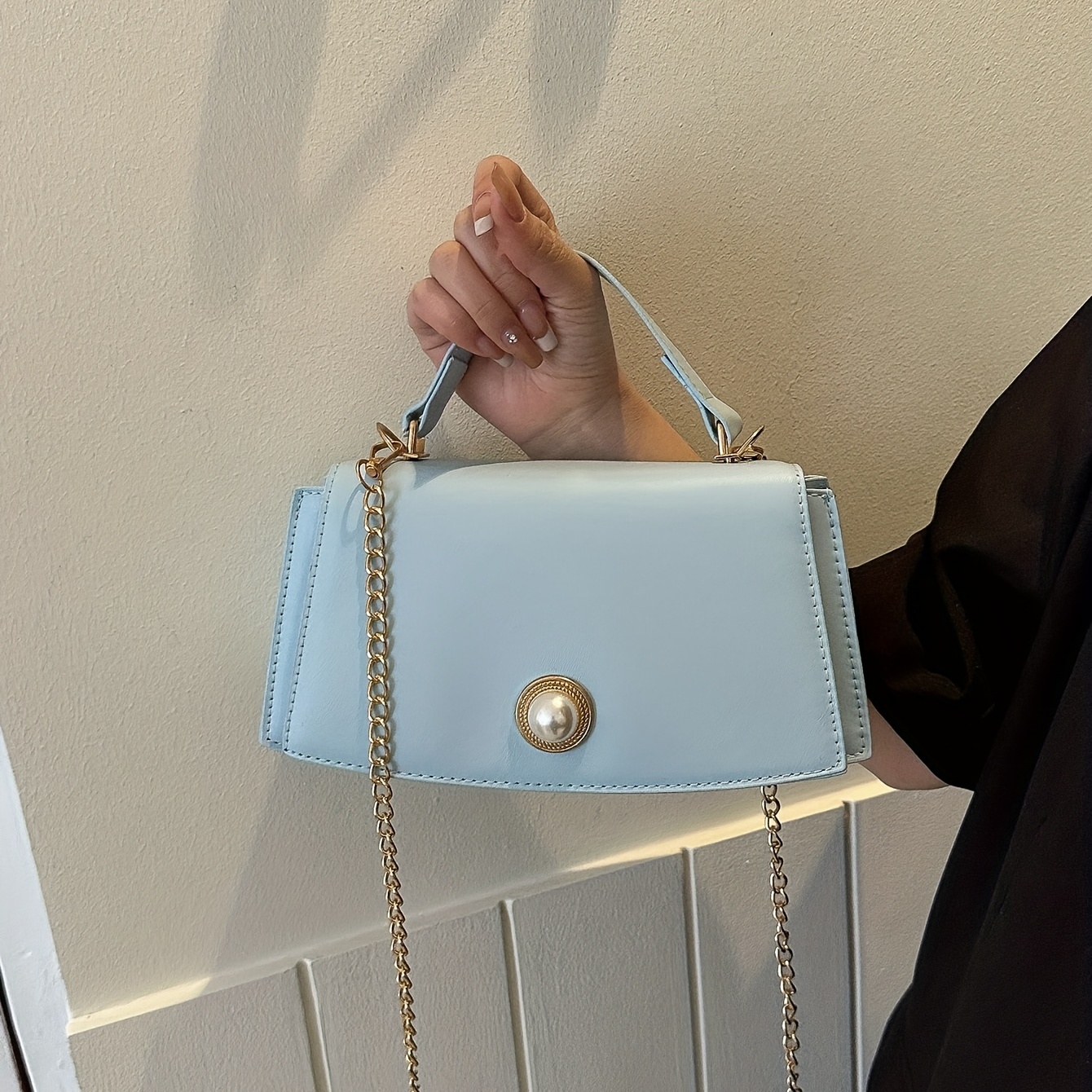 Mini Faux Pearl Handle Chain Bag
