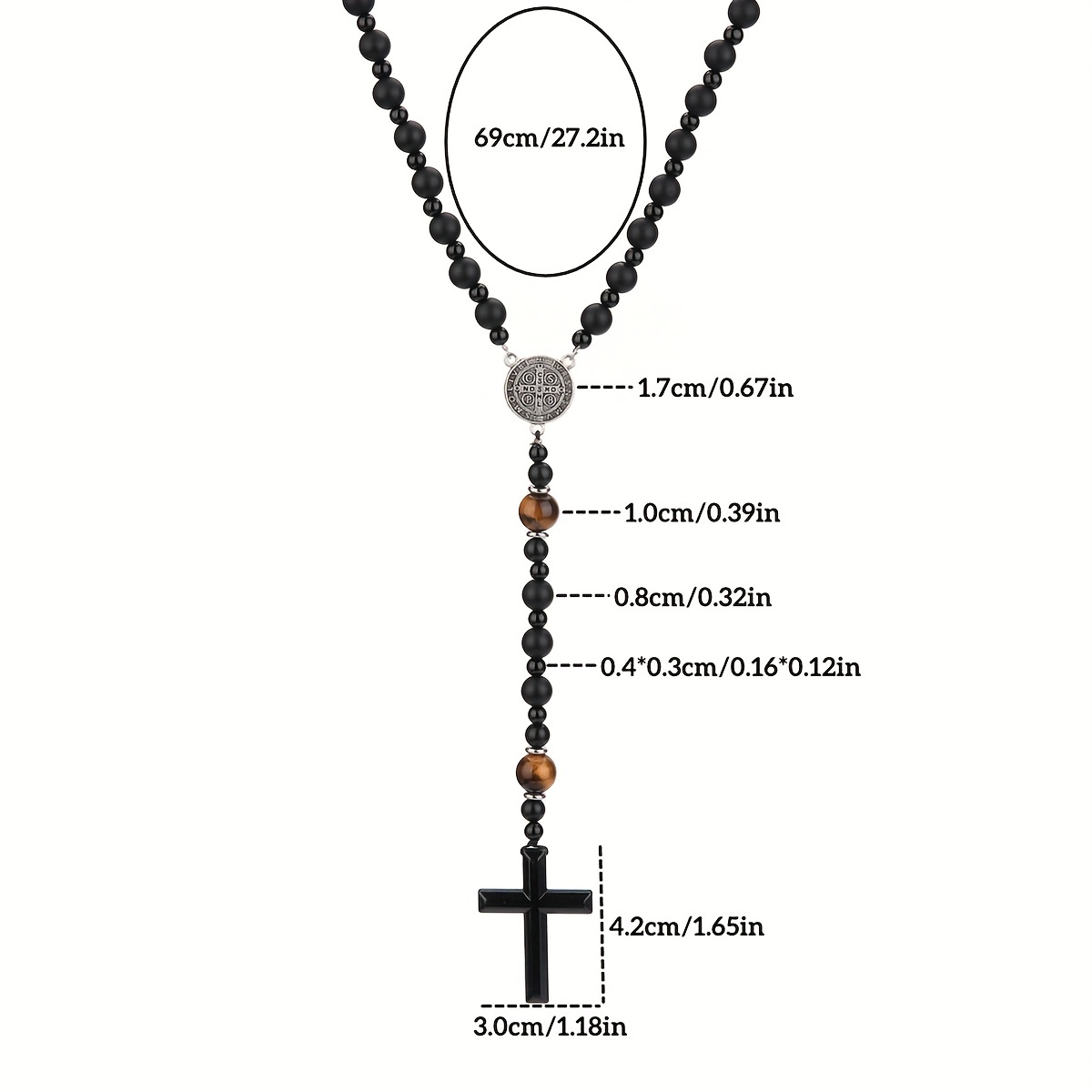 Trendy Black & Yellow Tiger Eye Beaded Pendant Necklace