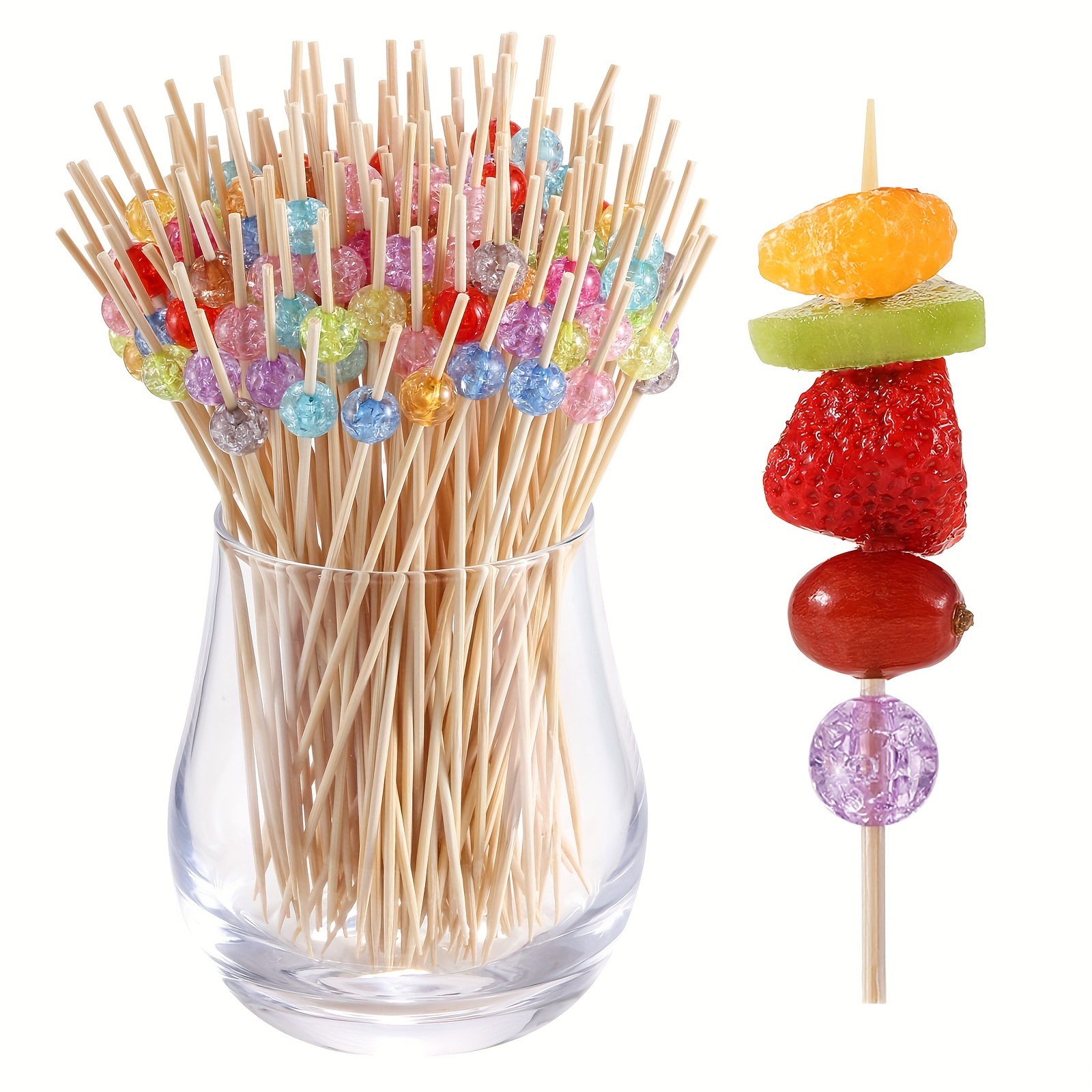  200 PCS Bamboo Skewers for Appetizers, 4.7 Inch