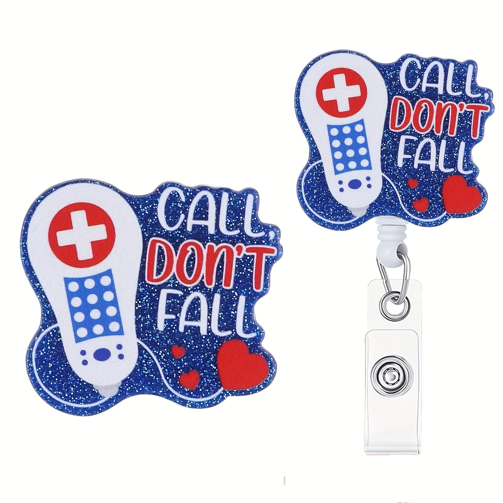 Nurse Retractable Badge Reel With Clip Call Don't Fall Id - Temu