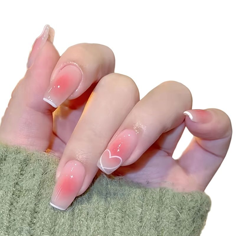 24 Pcs Press On Nails Short Fake Nails Luxury Acrylic Stick On Nails Tips  Artificial Finger Manicure With Adhesive Tape For Women And Girls | Free  Shipping For New Users | Temu