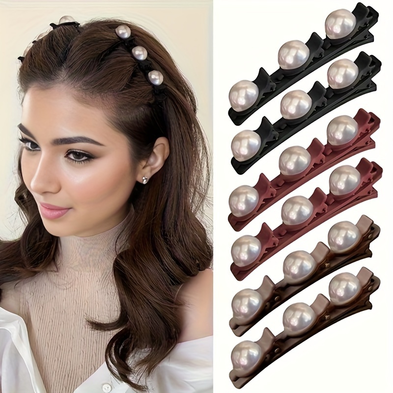 10 Pcs Random Faux Pearl Hollow Hair Clip, Hair Pin, Hair Barrette Simple Head Jewelry Side Clip Bangs Clip Hair Accessories,Hair Products,Temu