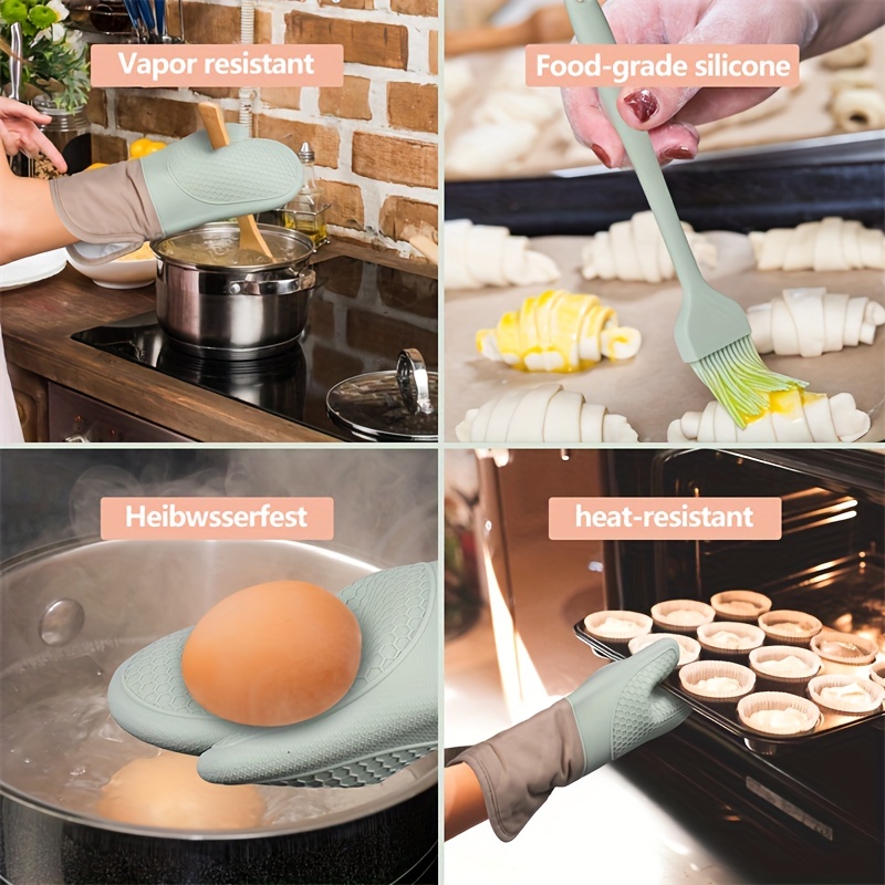 Silicone Oven Mitts, Kitchen Baking Gloves, Non-slip High Temperature  Resistant Silicone Plus Cotton Gloves Microwave Oven Gloves, Kitchen  Supplies - Temu