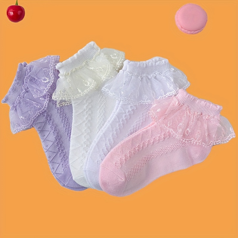 Girls Lace Ruffled Princess Socks Dance Socks Breathable Comfy Socks