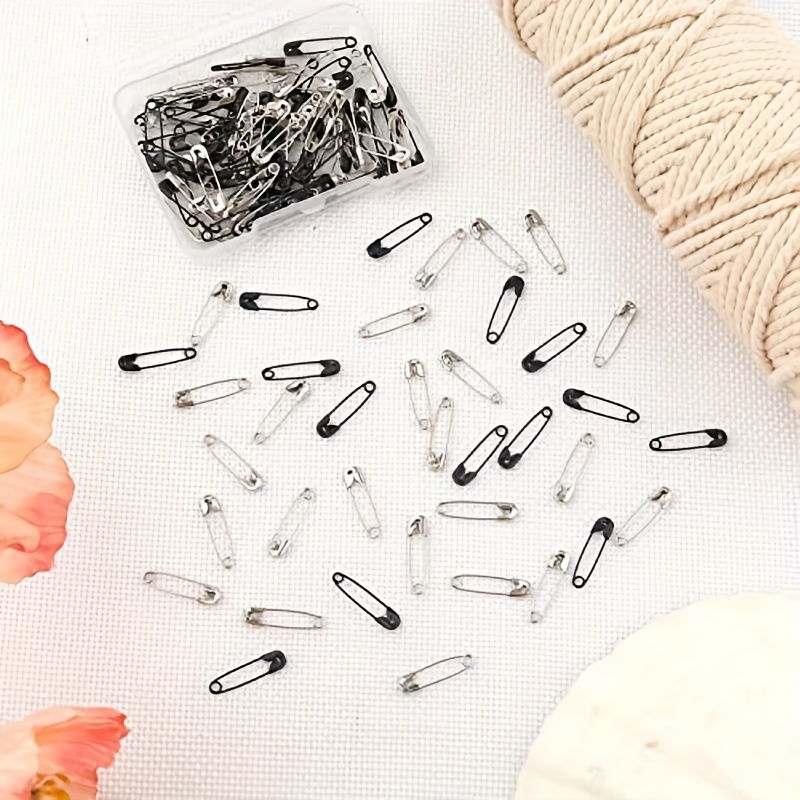 Black And White Mini Stainless Steel Safety Pins For Diy - Temu