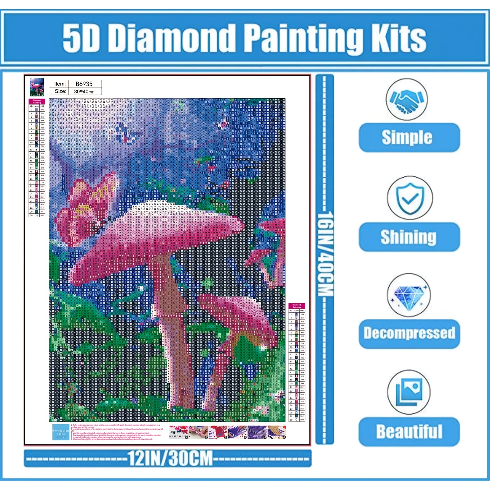 Easter Diamond Art DIY 5D Diamond Painting Kits for Adults and Kids Mushroom Diamond Dotz Full Drill Arts Craft by Number Kits for Beginner Home