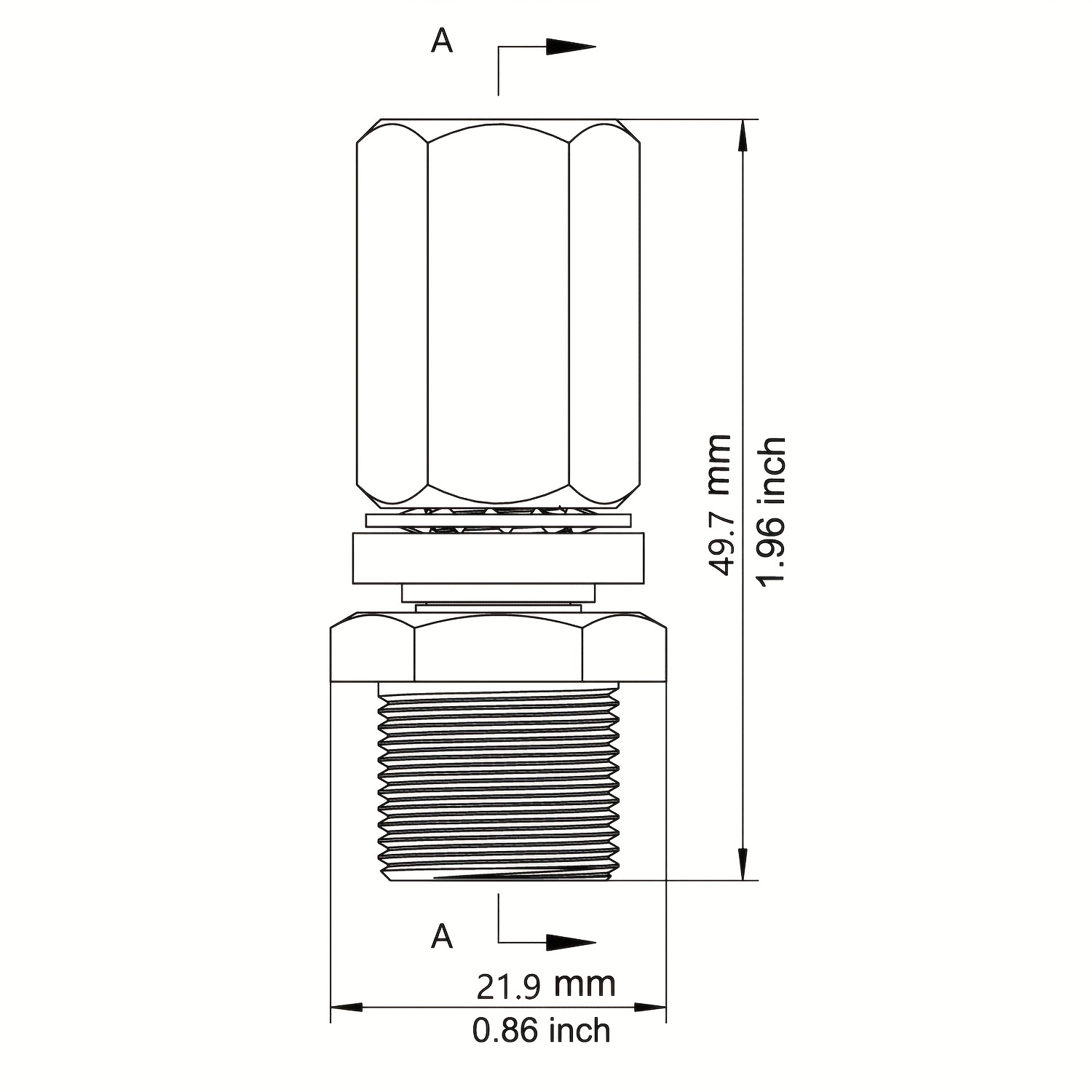 3/8-24 Threaded Antenna Stud So-239 Adapter Chrome Plating Brass