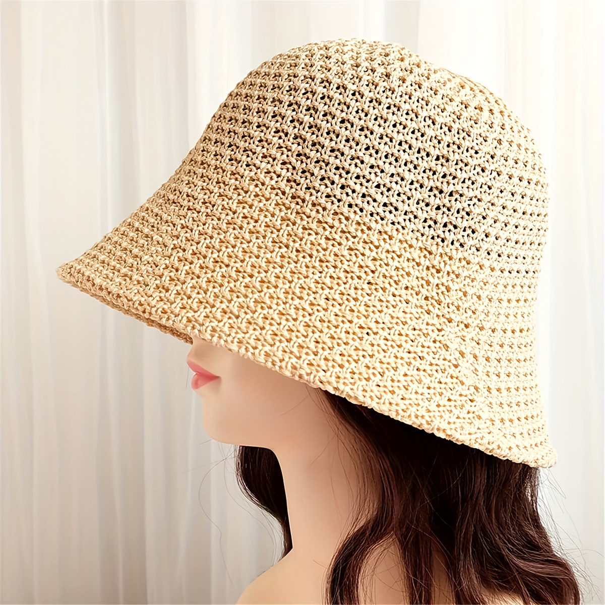 Women's Crochet Hat Solid Sunscreen Design Breathable - Temu