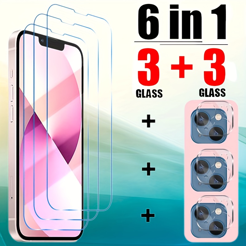 3 x Protector Pantalla Vidrio Templado para Lente de Camara iPhone