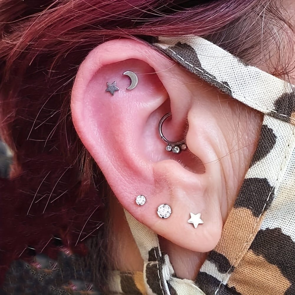 Stainless Steel Sterile Ear Piercing Set Cartilage Tragus - Temu