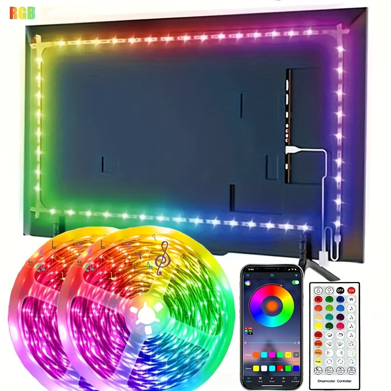 1roll 65.6Feet/787.4inch TV LED Smart Light Strip, RGB2811, 40 Key Remote Control, App Control Flexible Adhesive Light Strip, Suitable For TV Background, Game Room Christmas Holiday Party Decoration details 1