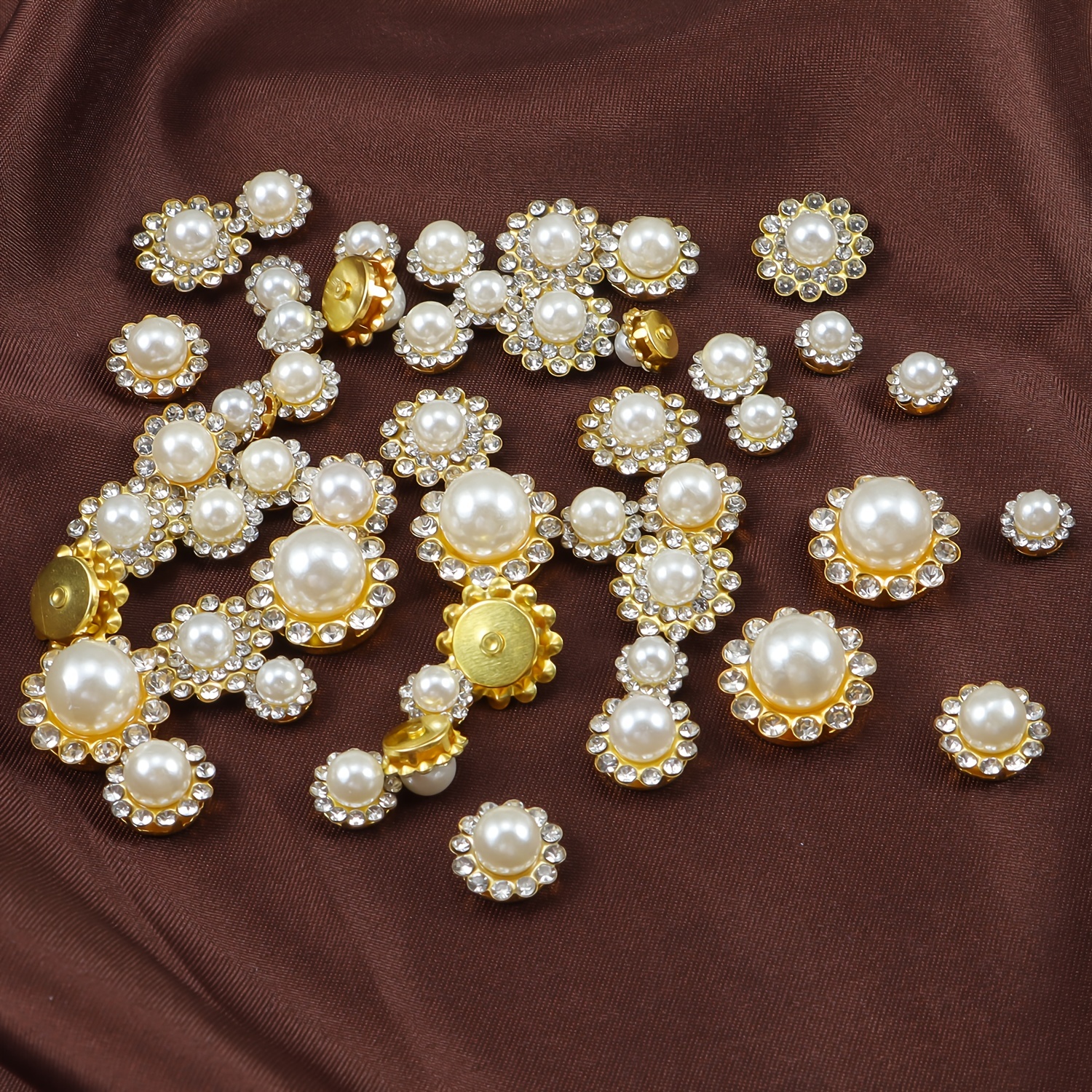 50 Pcs,pearl Button,small Rhinestones,sew-on Rhinestones,cup Pearl  Rhinestones,wedding Rhinestone,rhinestone,apparel Button. 
