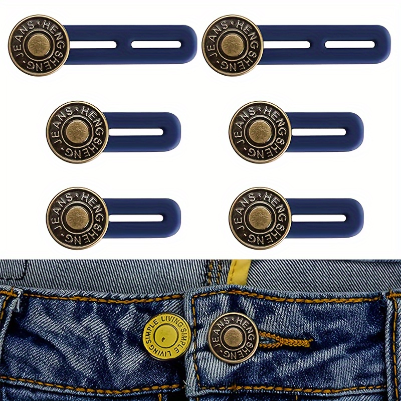Extenseurs de boutons pour jeans, 6 tailles Pantalon Bouton Waistband  Extender, flexible réglable Elastic Wa