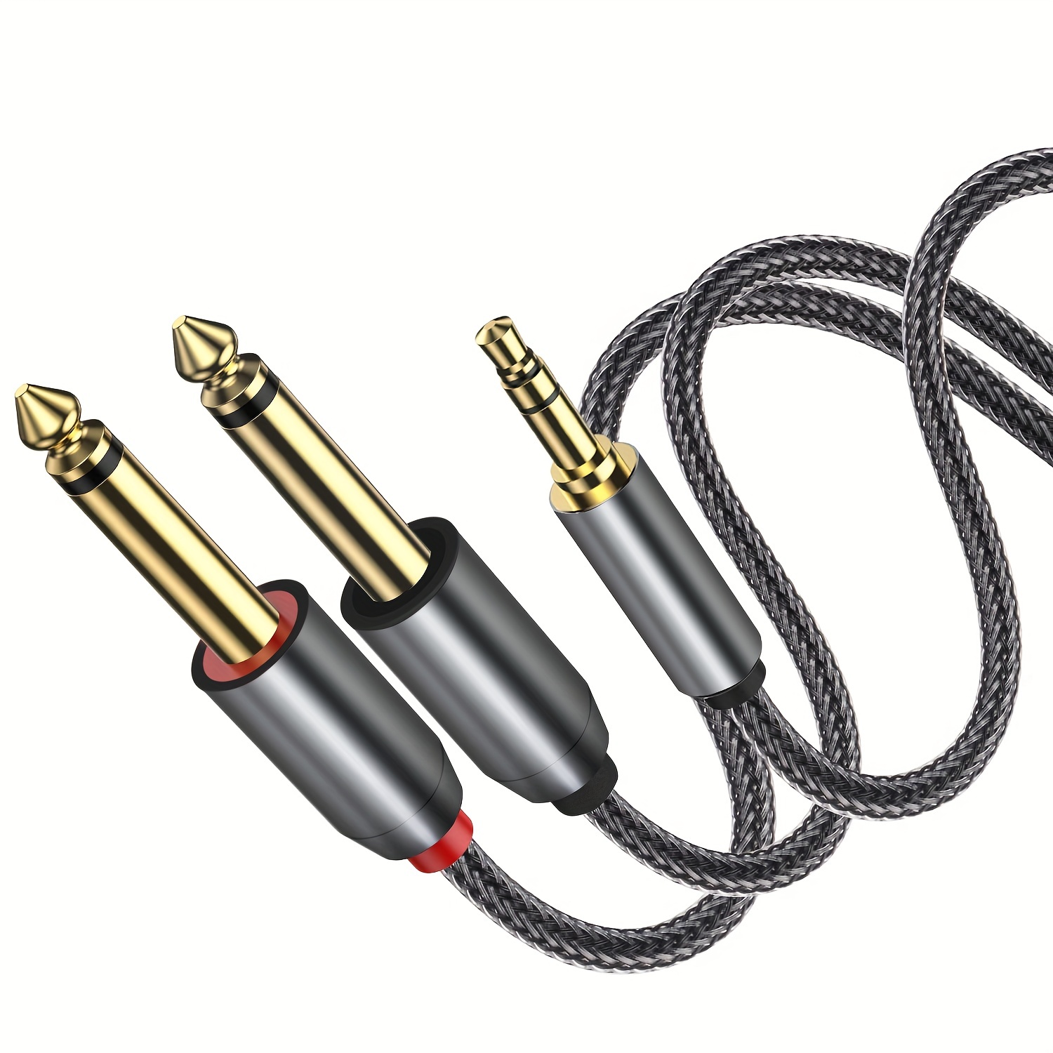 Cable corto de audio, mini jack macho de 3,5 mm a doble mini jack hembra de  3,5 mm, reproductores de música, altavoces (Negro, 1