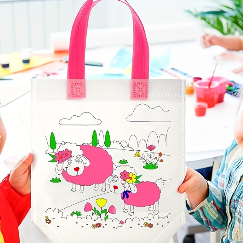 Coloring Goodie Bags Reusable Non woven Bag Birthday Craft - Temu