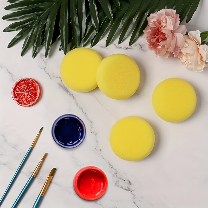 12 Pcs Yellow Round Painting Sponges Applicator Watercolor Synthetic  Sponges Artist Sponges for Painting, Ceramics, Pottery, Watercolor,  Household Use