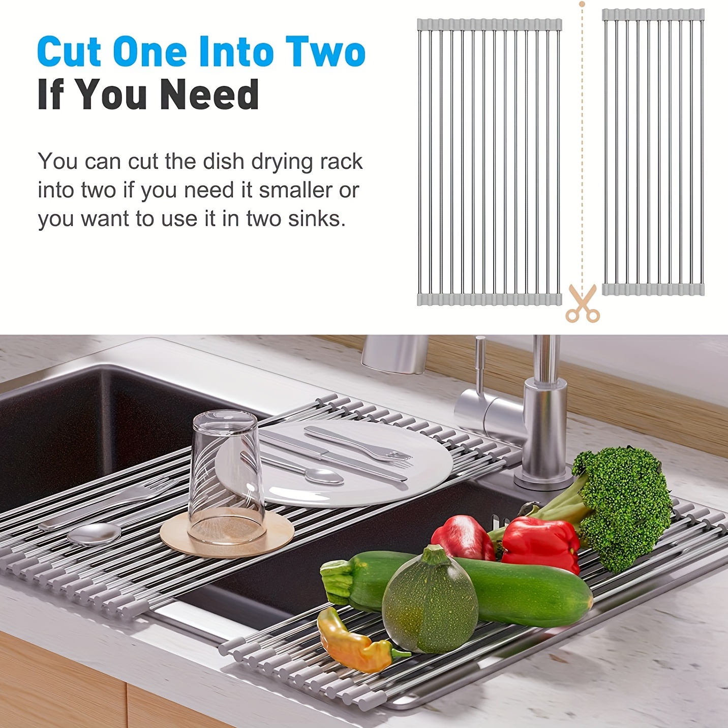 Over The Sink Foldable Drying Rack for Dishes: Kitchen Space Saver