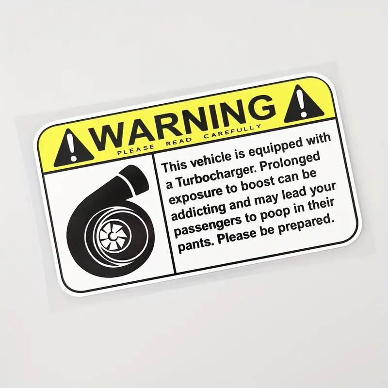 Car Sticker Funny Warning Sign Turbo Decal PVC