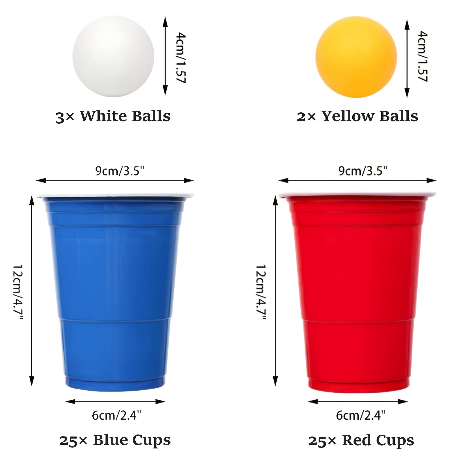 Creative Reusable Plastic Beer Pong Cups -,, - Black, Red, Blue