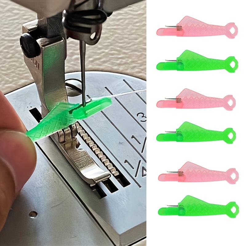 10pcs Sewing Machine Accessories Colorful Plastic Mini Fish Shaped Needle  Threader Threading Tool Top Needle Finger Sleeve Household Thickened  Adjustable Metal Copper Color Top Needle Clip Resistance Thumb Color Needle  Threader 