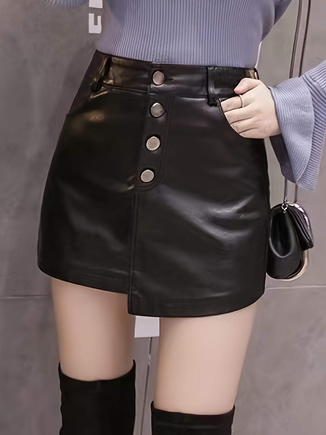 High waisted leather skirt hotsell denim jacket