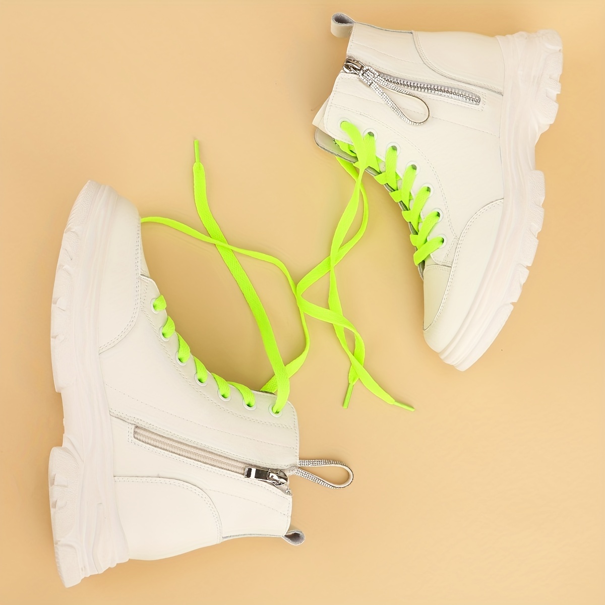 Flat Fluorescent Green Bright Shoelaces Sneakers Boots - Temu Canada