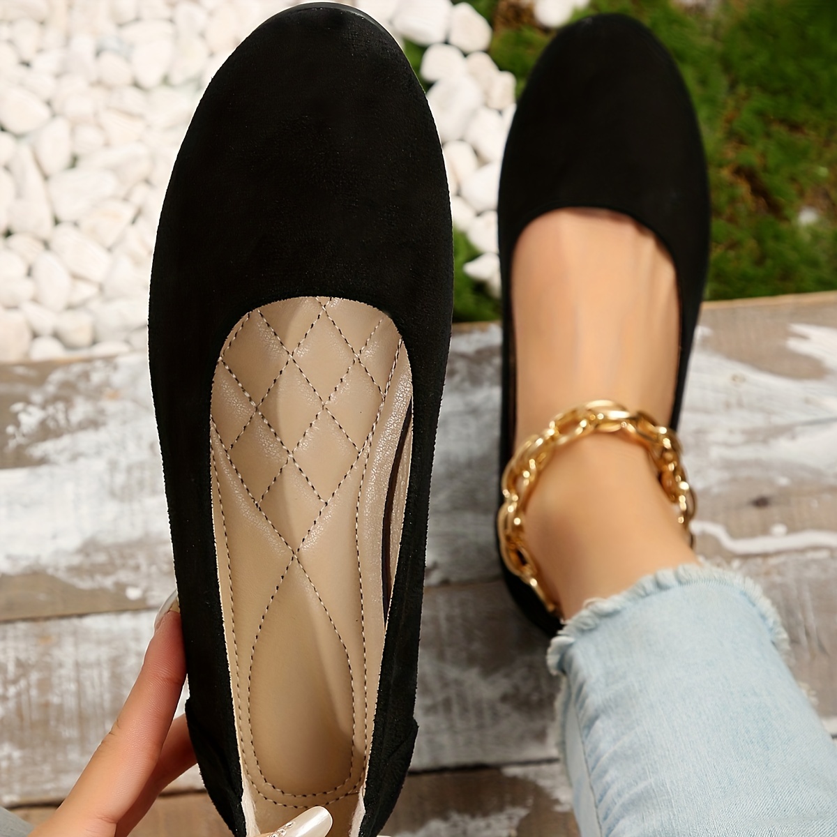 Women's Solid Ballet Shoes Slip On Low Flat Casual Light Shoes