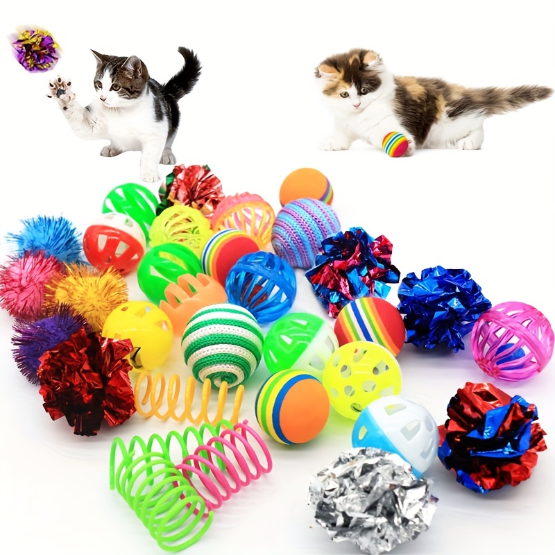 100PCS Pet Scratch Pom DIY crafts Puff Balls for Kids Cat Toy Balls Chew