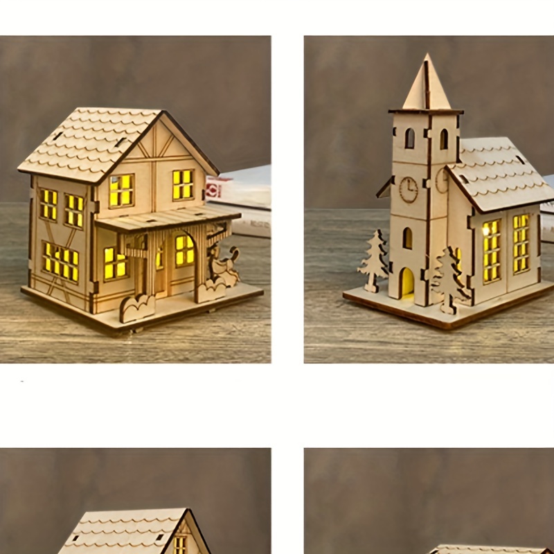 Wooden Crafts Christmas Decorations Wooden Little House - Temu
