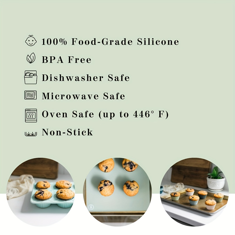 12Pcs/Set Kitchen Baking Molds BPA Free Silicone Cupcake Liners Reusable  Dishwasher Safe Non-Toxic Cooking Bakeware Supplies