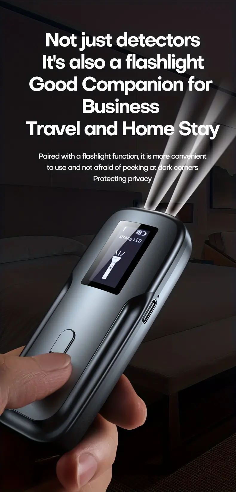 2024 upgraded camera detectors with oled screen bug detector listening device detector rf signal detector privacy protector 6 levels sensitivity 4professional modes infrared sensing function without function of wireless signal emission details 5