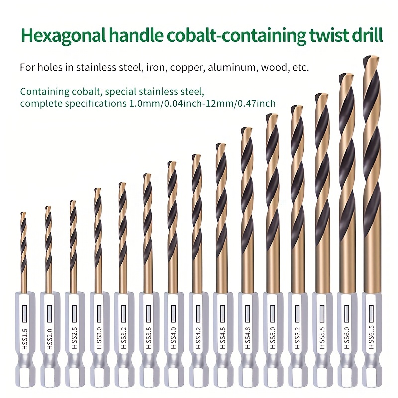 Cobalt HSS Twist Drill Bit 0.5mm - 14mm Hardened Metal Iron Stainless Steel  Bits