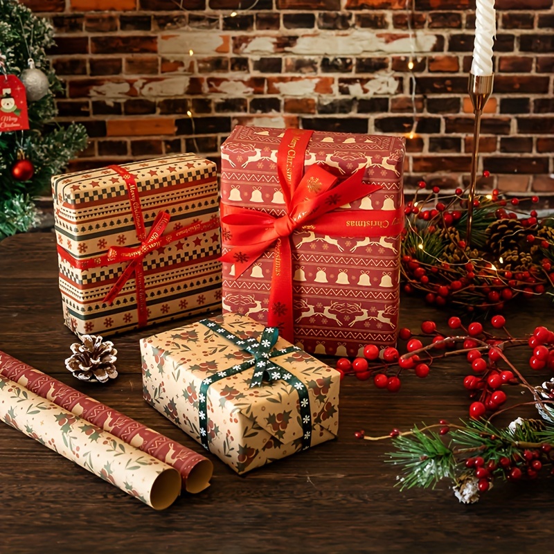 Christmas Gift Wrapping Paper Different Styles Thickened - Temu