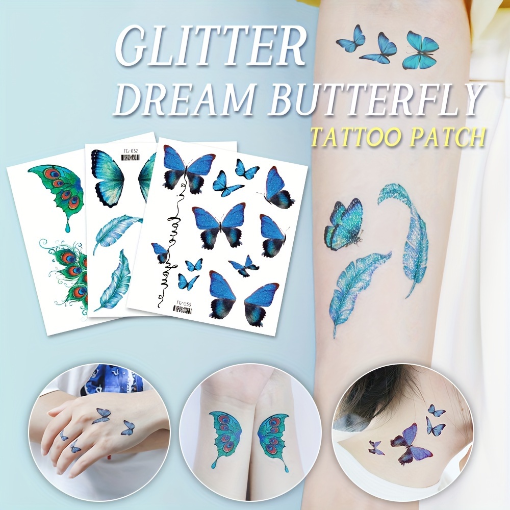 MAYCREATE 10 Sheet Glittering Tattoo Sticker, Butterfly Dreamcatcher Theme  Sticker Waterproof Temporary Tattoos for Birthday Parties, Group  Activities, Aesthetic Tattoo Sticker Tattoo at Rs 398.00, Personal Care  Products