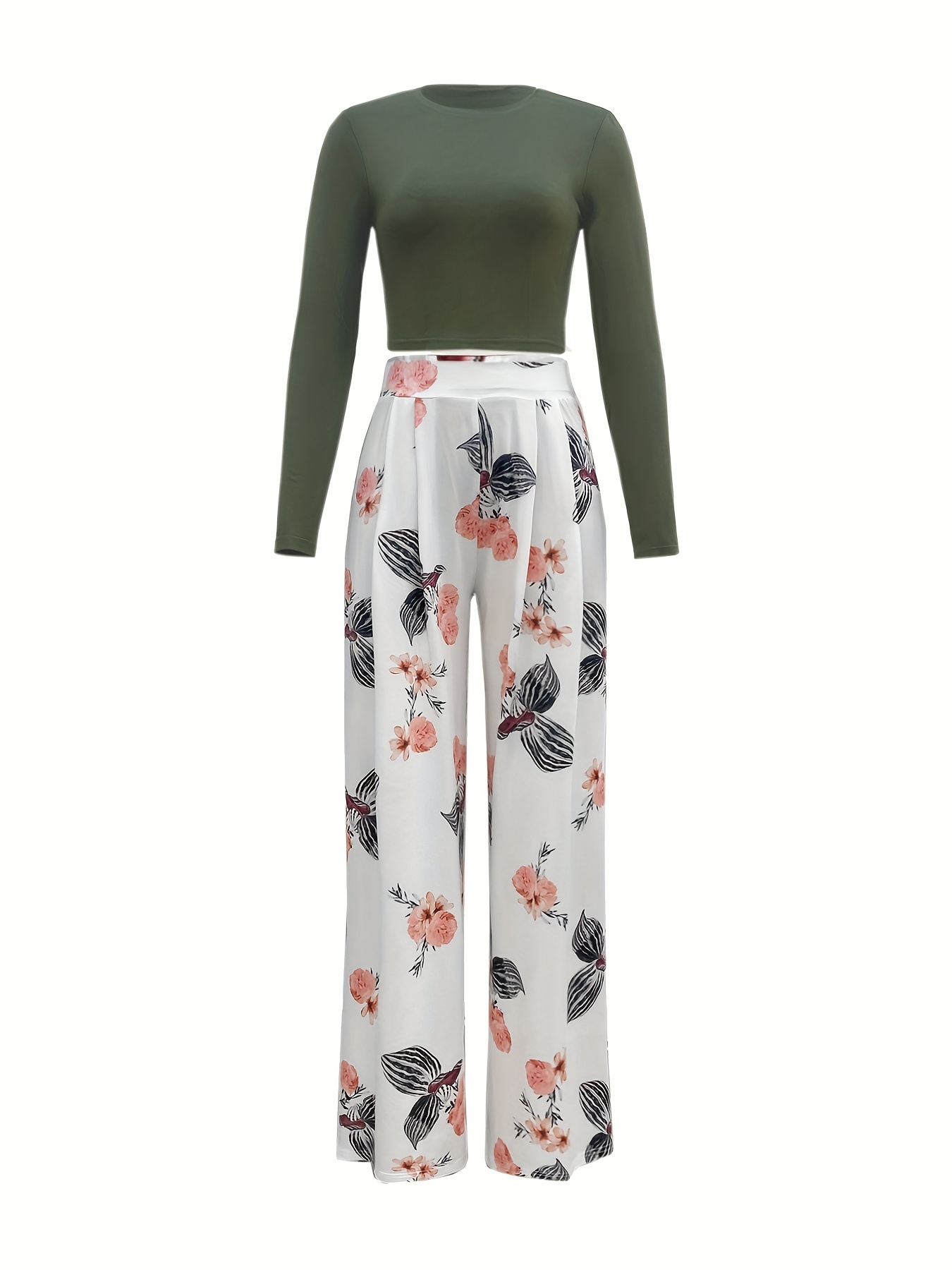 High Waist, Wide Leg Floral Pants  Casual Clothing for Women – DollyUpp