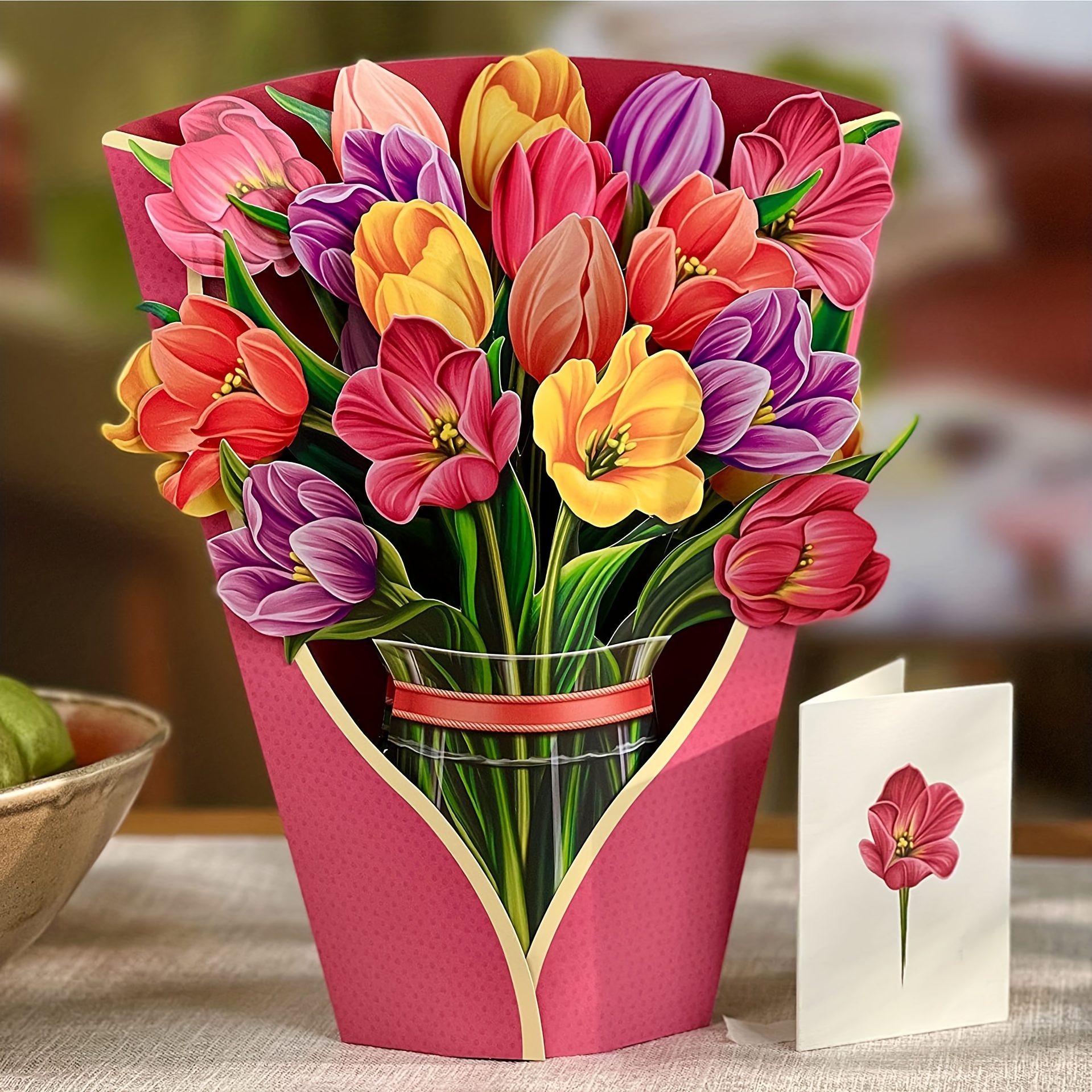 Dropship 3D Pop Up Flower Bouquet Paper Flowers Cards; Forever Flower  Bouquet Birthday Gift Greeting Cards With Note Card And Envelope For Women  Girls Wife Mom Lovers Friend to Sell Online at