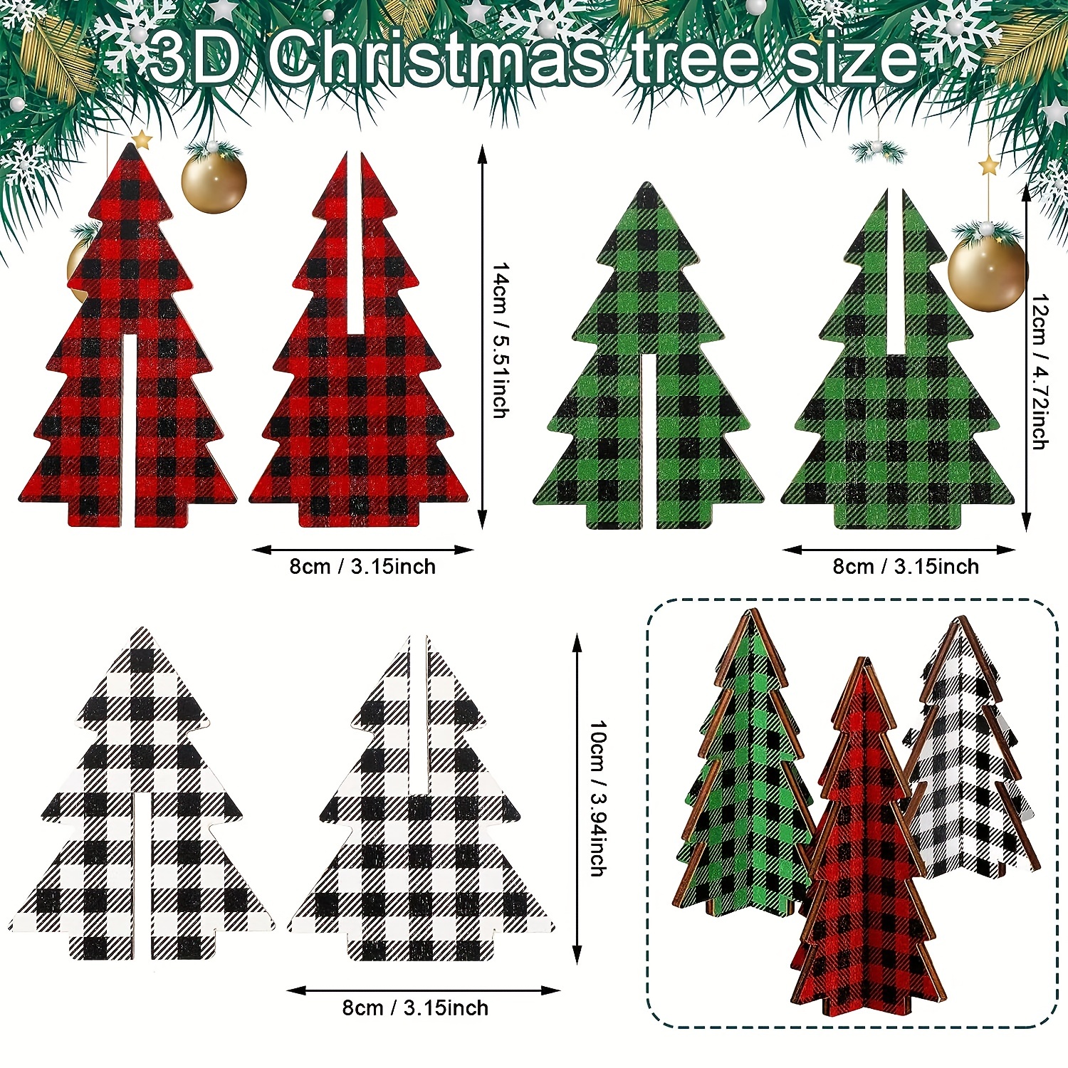 Wood Wooden Christmas Tree Centerpieces for Tables Xmas Decor