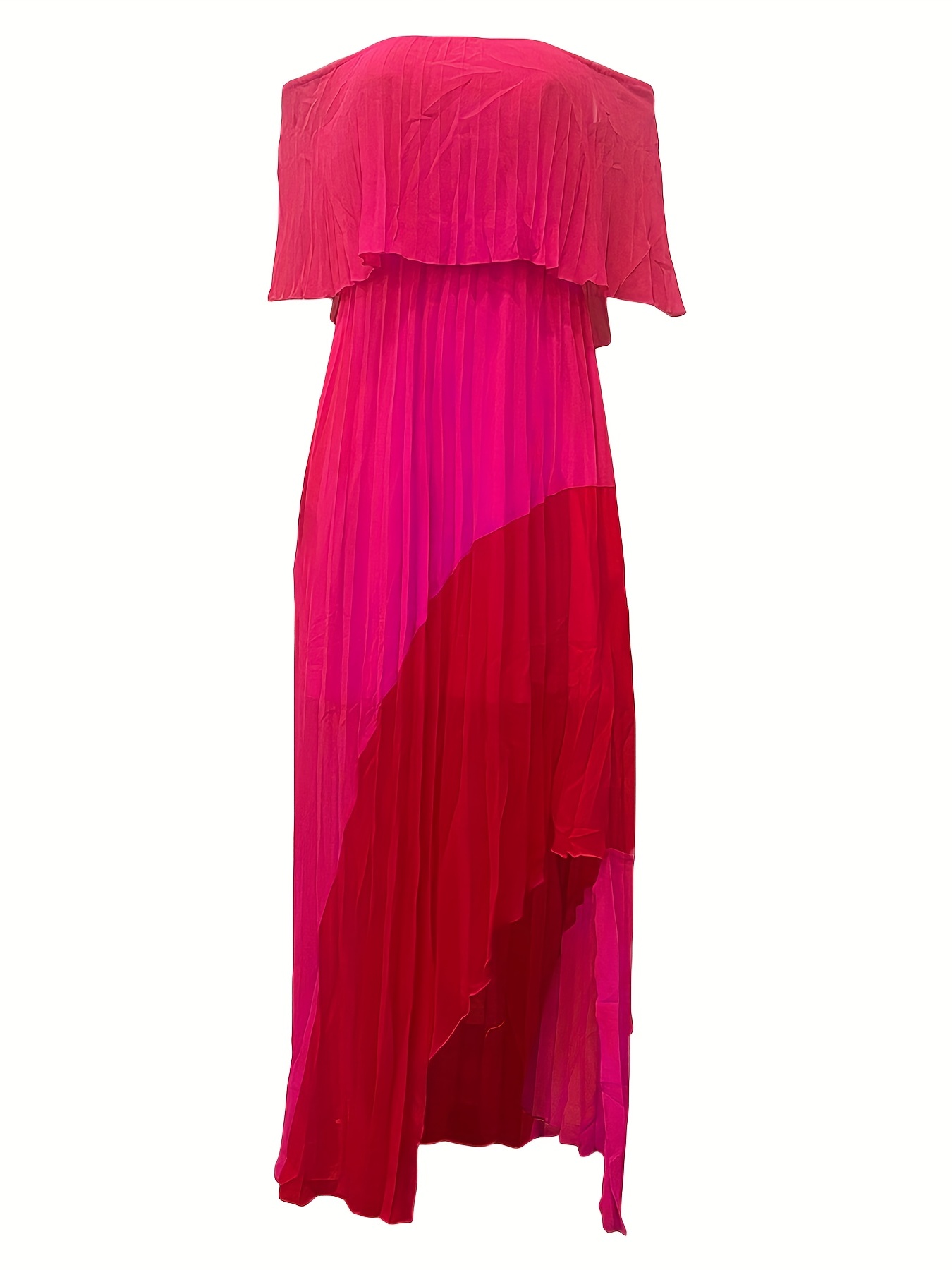 Pleated Shoulder Dress Sexy Asymmetrical Hem Maxi Party Temu