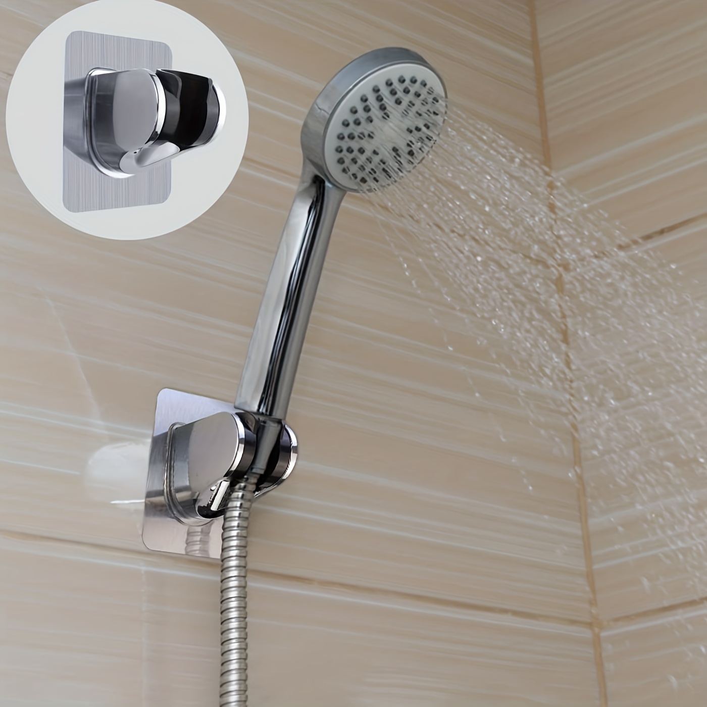 Soporte de ducha de mano para colgar en la pared, sin boquilla de  perforación, soporte para rociadores de ducha, soporte adhesivo para  varita