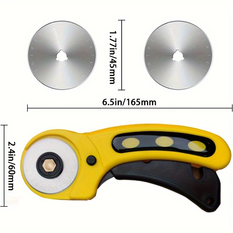Olfa Ergonomic 45mm Rotary Cutter - Fabric Quilting Crafts 6.5 Yellow