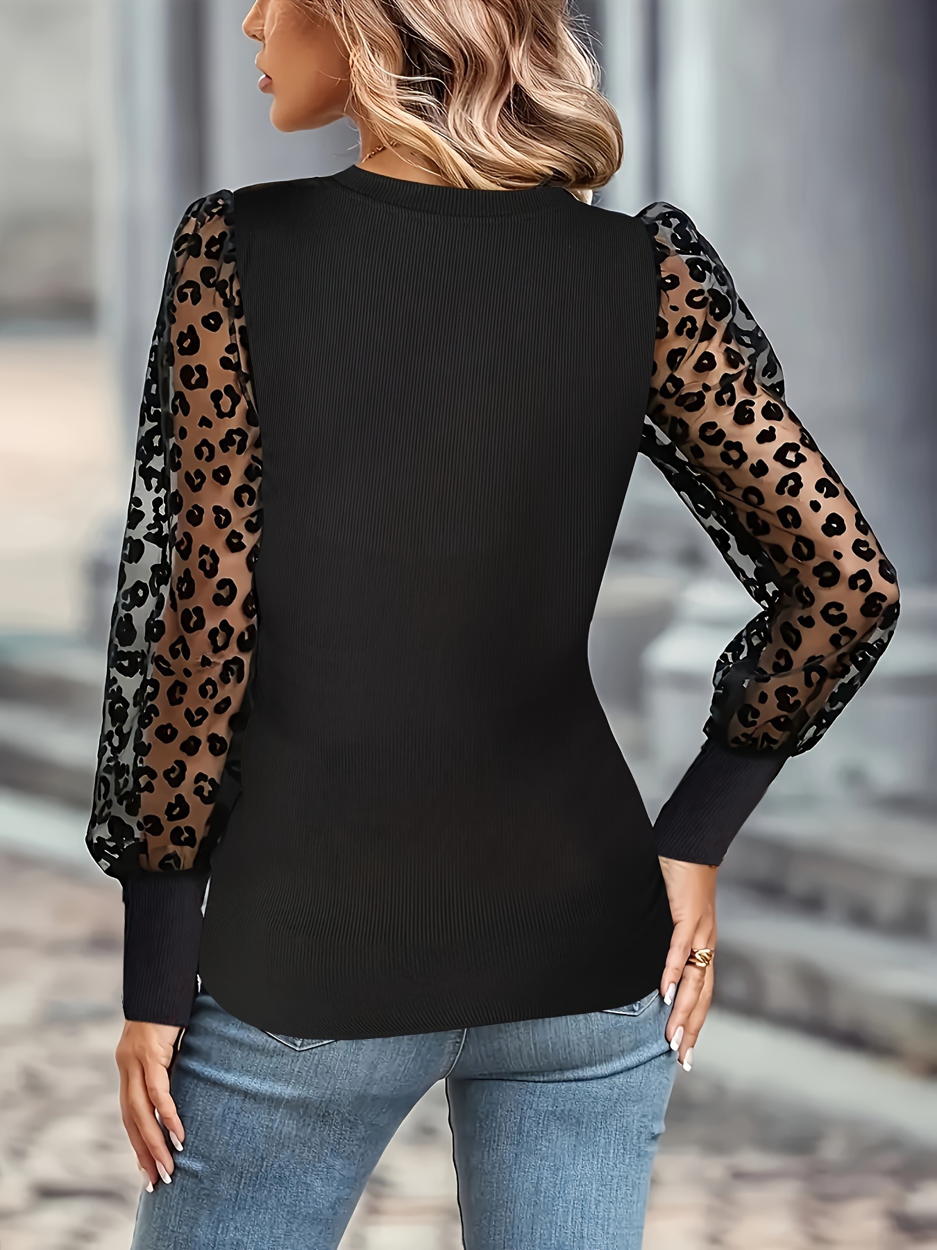 Black Polka Dot Mesh Top, Long Sleeve Polka Dot Blouse, Sheer Top