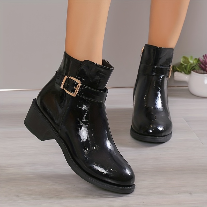 Botas cortas 2025 de charol mujer