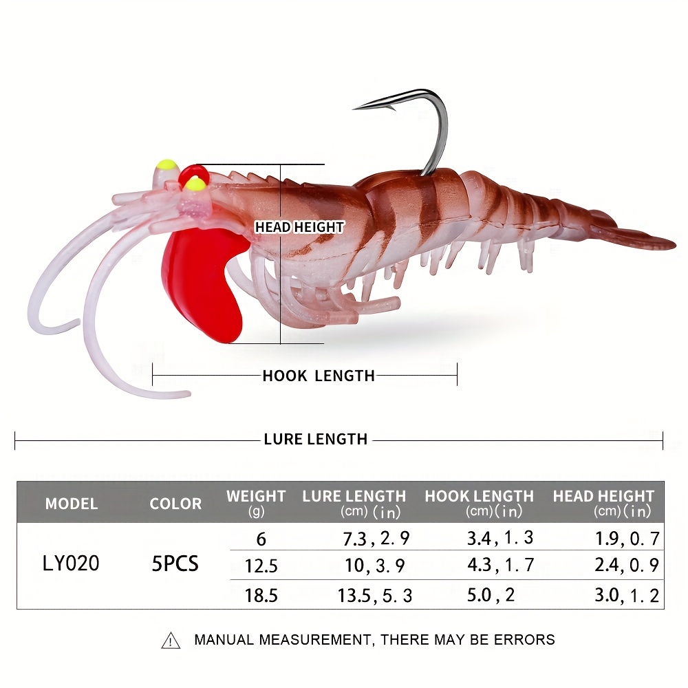 5 Pcs Catfishing Hooks Accessories Artificial Shrimp Squid