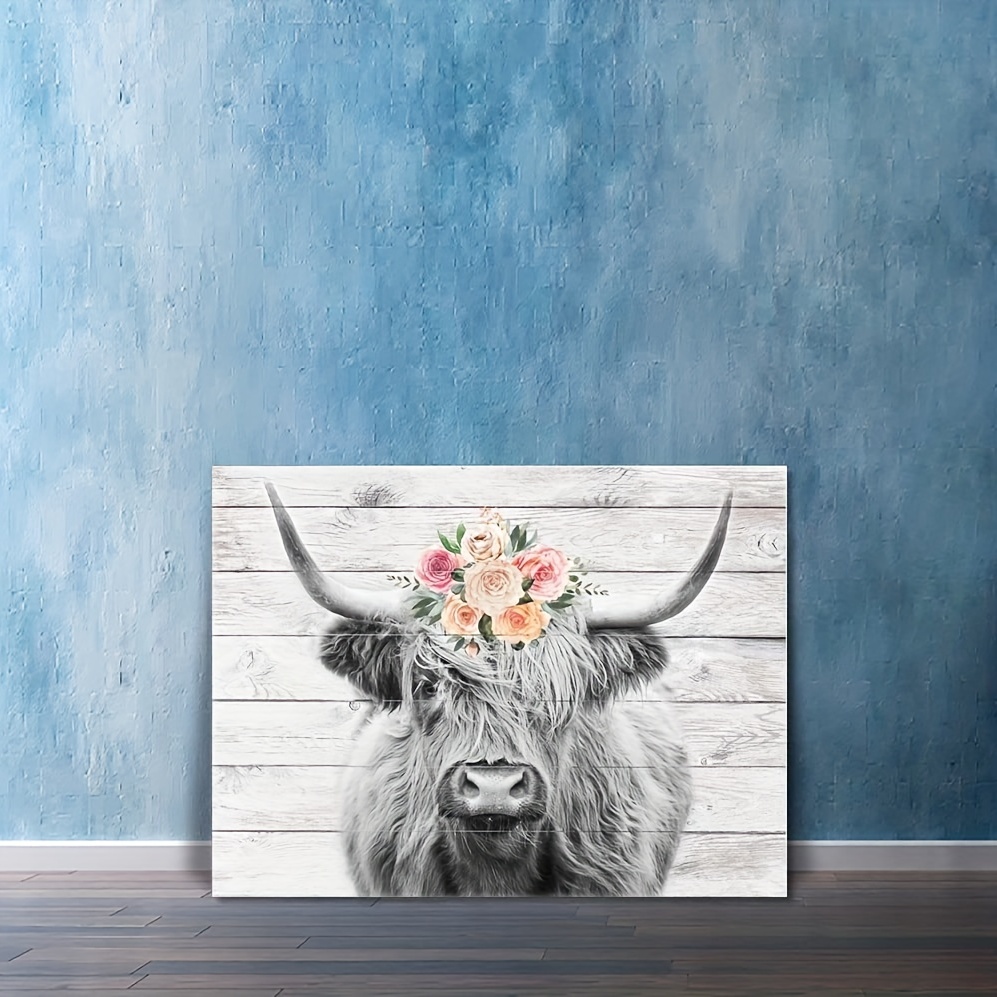 1pc Highland Cow Leinwand Wandkunst Niedliche Kuh Bilder - Temu Germany