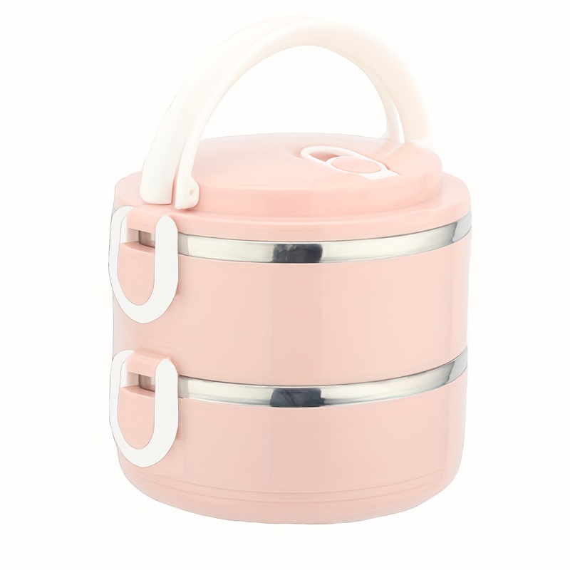 1pc Stainless Steel Bento Lunch Box Round Shape Portable Food Container ...