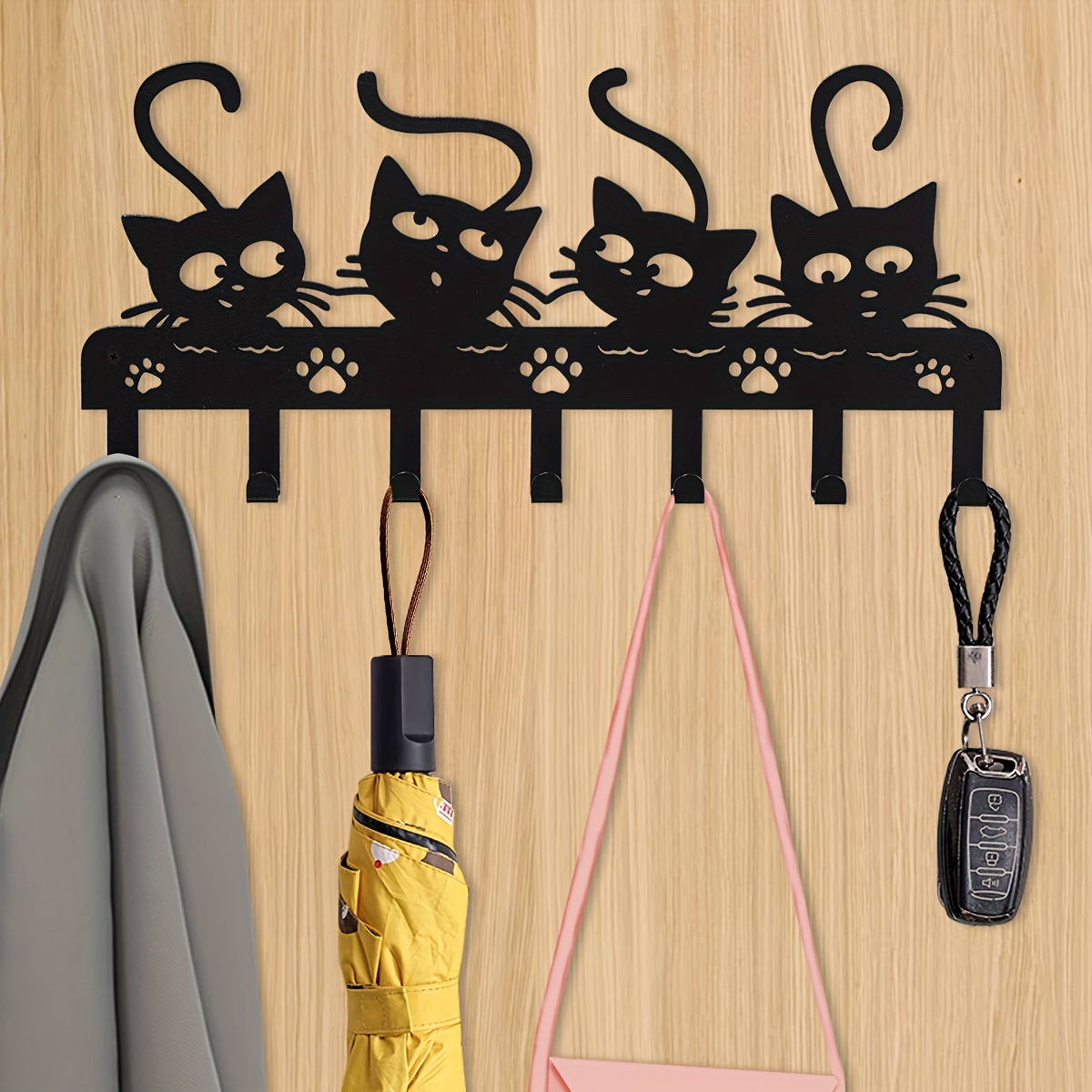 Comprar Gancho creativo para gato, colgadores de Puerta del dormitorio sin  costuras, llave, paraguas, toalla, gorro, perchero, decoración de pared, 1  Uds.