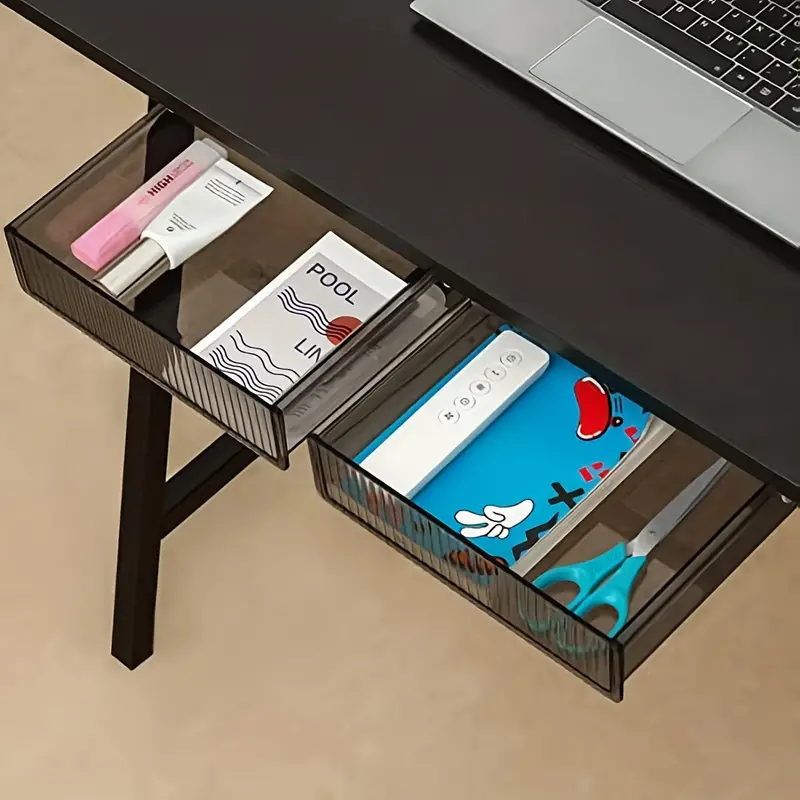 Self-adhesive Under Desk Drawer Organizer - Hidden Attachment