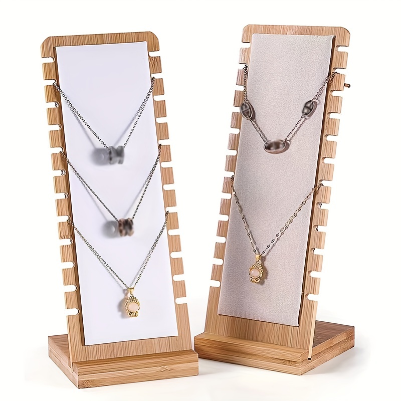Juego de 6 soportes para exhibición de joyas, que incluye soporte de  exhibición de collares de madera de 2 niveles para joyas, torre de  exhibición de